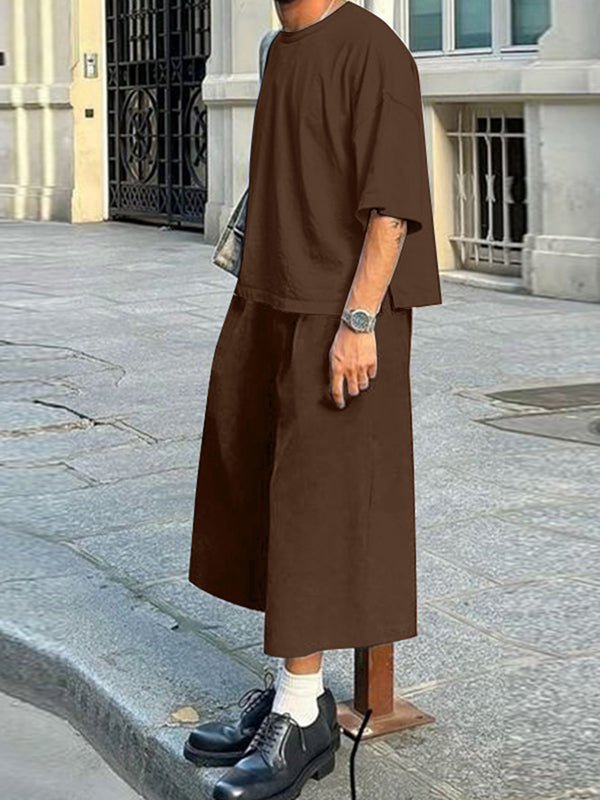 Mens Solid Color Casual Two Pieces Outfit SKUL08518