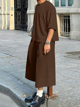 Mens Solid Color Casual Two Pieces Outfit SKUL08518
