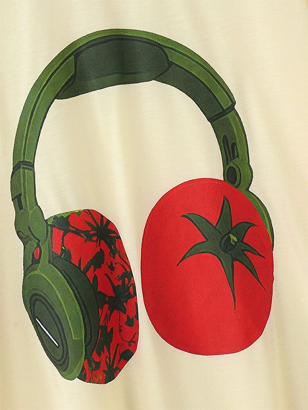 Men's Tomato Print Colorblock Short Sleeve T-Shirt SKUL24909