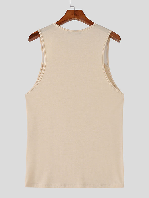 Mens Sheer Mesh Panel Casual Tank SKUL13945