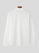 Mens Solid Color Mesh Patchwork Long Sleeve T-Shirt SKUK98893