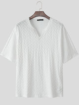 Men's Solid Color Textured Short Sleeve T-Shirt SKUL11913