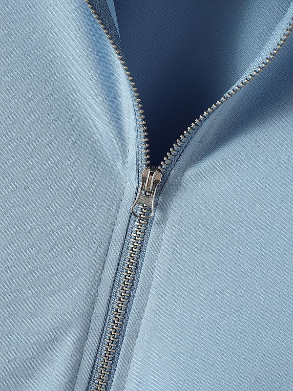 Men's Solid Color Zip Long Sleeve T-Shirt SKUL42367