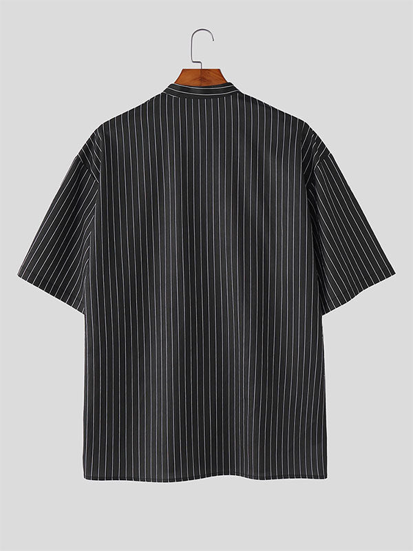 Mens Striped Casual Short Sleeve Shirt SKUL19129