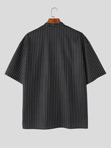 Mens Striped Casual Short Sleeve Shirt SKUL19129