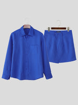 Men's Solid Color Casual Long Sleeve Shirt SKUL29601