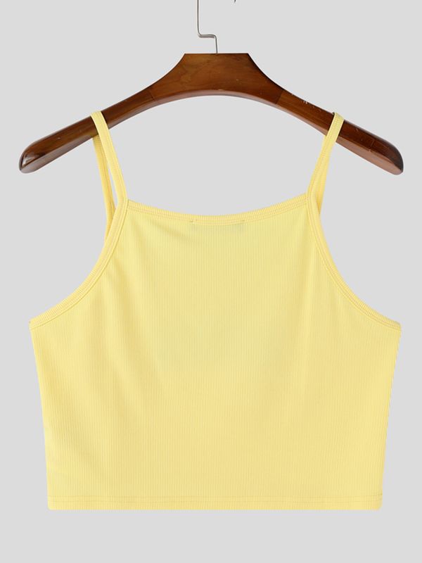Men's Avant-Garde Genderless Y2K Aesthetic Letter Print Ribbed Knit Cropped Cami Tank SKUL58690