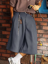 Men's Solid Color Loose Wide Leg Short SKUL58715