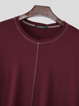 Men's Minimalist Contrast Loose Long Sleeve T-Shirt SKUL30786