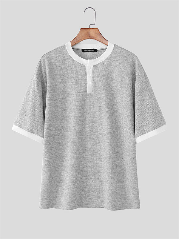 Men's Color Block Plaid Short Sleeve T-Shirt SKUL23973