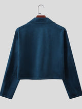 Men's Solid Velvet Long Sleeve Jacket SKUL34123