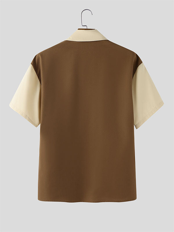 Mens Colorblock Casual Short Sleeve Shirt SKUL17431