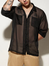 Mens Sheer Mesh Long Sleeve Shirt SKUK97055