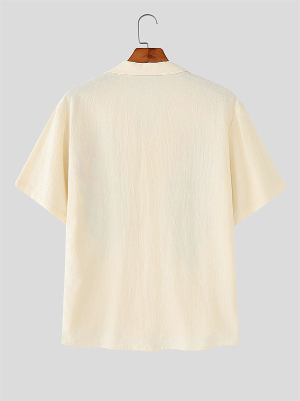 Mens Floral Embroidered Short Sleeve Shirt SKUL15476