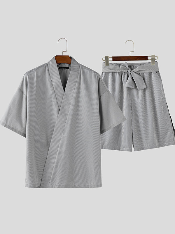 Mens Striped Casual Two Pieces Outfit SKUL08495