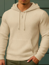 Men's Solid Corduroy Hooded Long Sleeve Hoodie SKUL28220