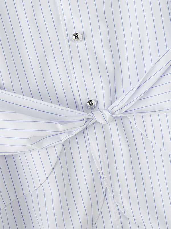 Men's Striped Twist Belt Long Sleeve Blazer SKUL33053