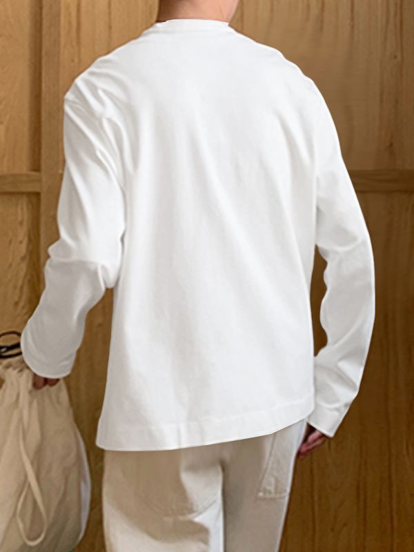 Men's Contrast Pocket Casual Long Sleeve T-Shirt SKUL32973