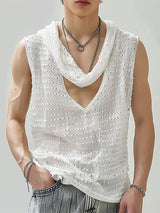 Mens Solid Mesh See Through Sleeveless Vest SKUK62571