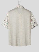 Mens Butterfly Print Textured Short Sleeve Shirt SKUK58623