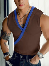 Mens Knit Ribbed Color-Blocked Tank SKUL04168
