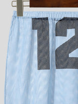 Men's Avant-Garde One-Shoulder Number Print Mesh Ruffle Lace Hem Tank SKUL54411