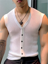 Mens Mesh See Through V-Neck Sleeveless Vest SKUK51015