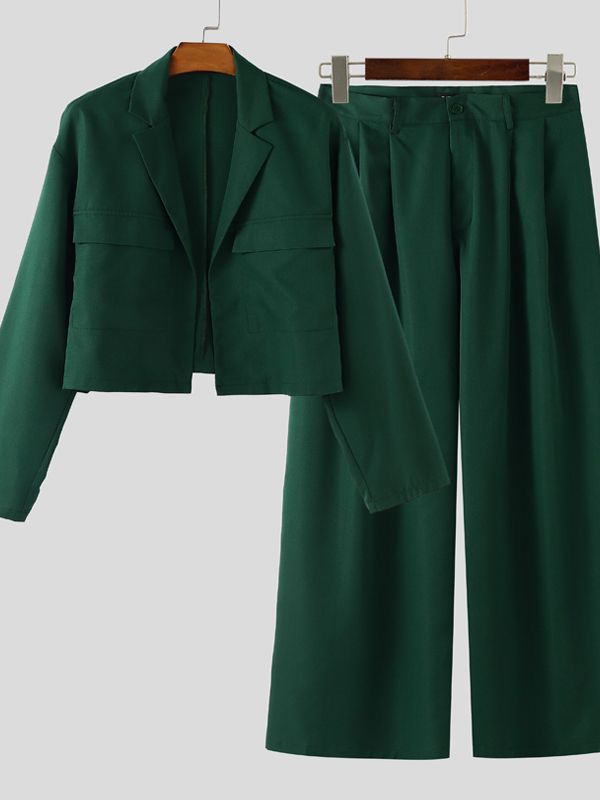 Men's Solid Color Loose Two Pieces Outfit SKUL40301