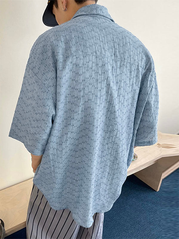 Mens Solid Color Casual Short Sleeve Shirt SKUL07527