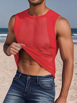 Mens Sheer Mesh Hooded Casual Tank SKUL19125