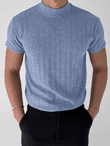 Mens Knit Textured Short Sleeve T-Shirt SKUK74921