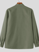 Men's Frog Button Design Casual Long Sleeve Shirt SKUL47793