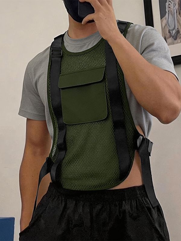 Men's Avant-Garde Mesh Utility Chest Rig Tank SKUL63033