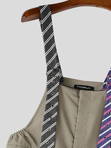 [Fabric Upgrade] Men's Avant-Garde High Waist Necktie Suspender Strap Baggy Wide Leg Overall SKUL68644
