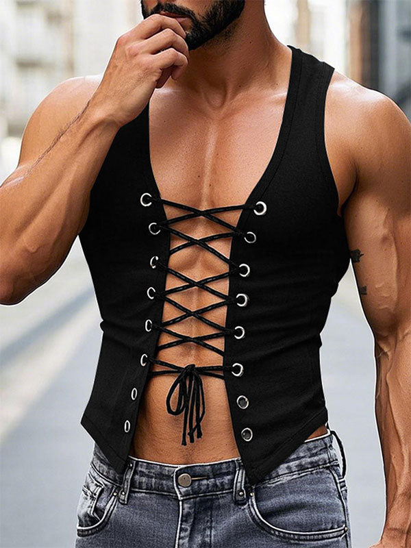 Mens Hollow-Out Cropped Sleeveless Tank SKUL04272