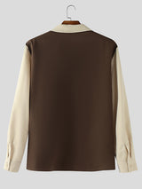 Men's Contrast Casual Long Sleeve Shirt SKUL30367