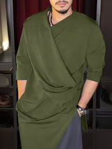 Men's Deconstructed Asymmetrical Placket Long Sleeve Shirt SKUL44018