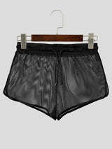 Men's Nightclub Party Sheer Mesh Drawstring Mid-Low Waist Short SKUL77512