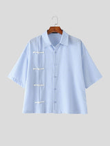 Men's Plaid Frog Button Short Sleeve Shirt SKUL56148