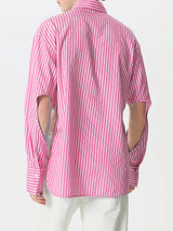 Mens Striped Cutout High-Low Hem Shirt SKUK51720