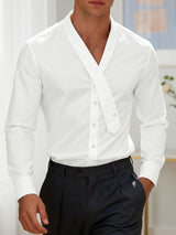 Men's Ribbon V Neck Long Sleeve Shirt SKUL42528