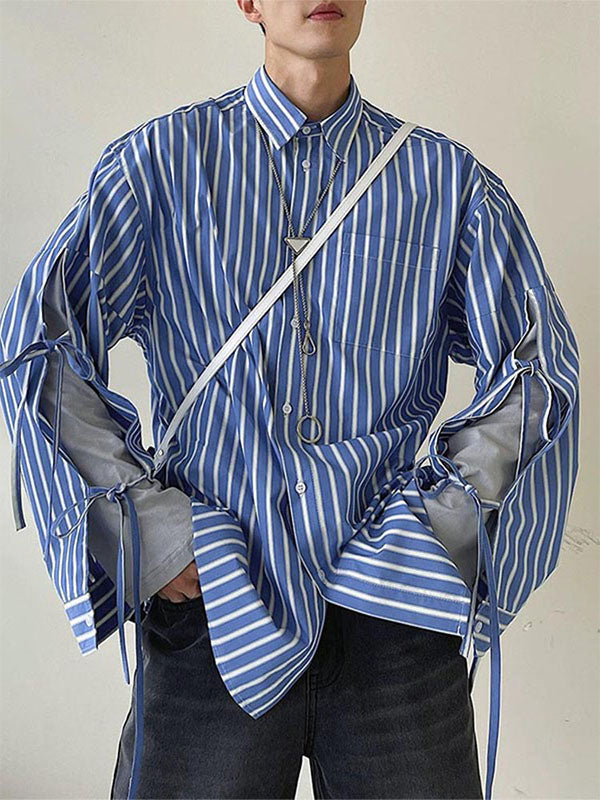 Mens Tie Design Striped Long Sleeve Shirt SKUK85359