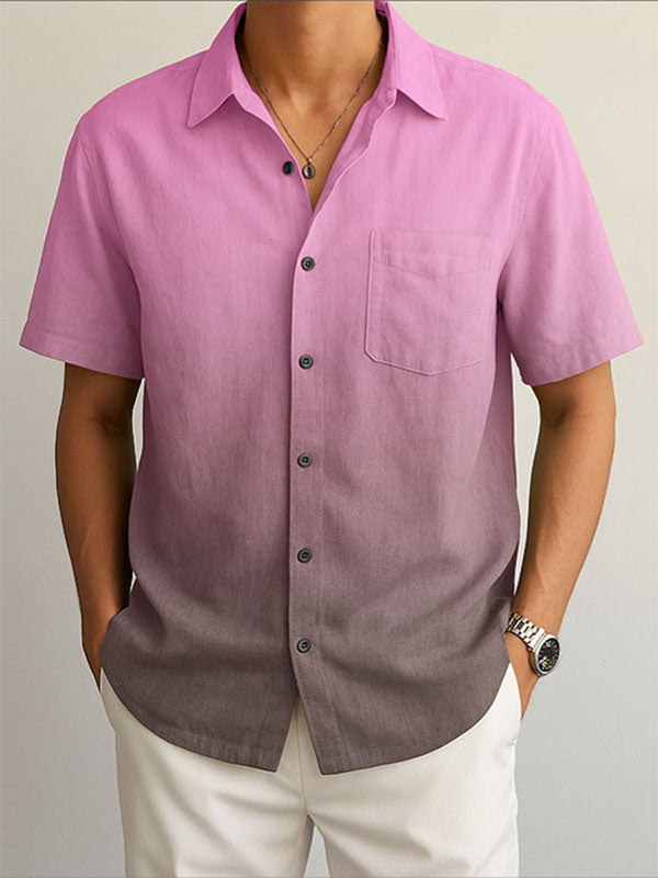 Mens Gradient Color Casual Short Sleeve Shirt SKUL17433