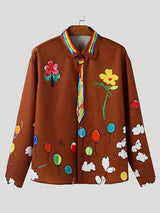 Men's Fun Crayon Print Long Sleeve Shirt SKUL41205