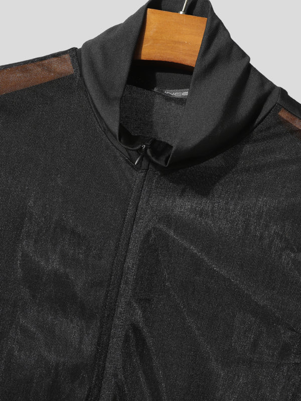 Mens Sheer Mesh Short Sleeve Bodysuit SKUL19144