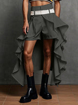 Mens Solid Color Ruched Ruffle Short SKUL09553