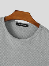 Men's Minimalist Textured Casual Two Pieces Outfit SKUL45251