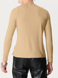 Mens Solid Knit Cutout High-Low Hem T-Shirt SKUK53650