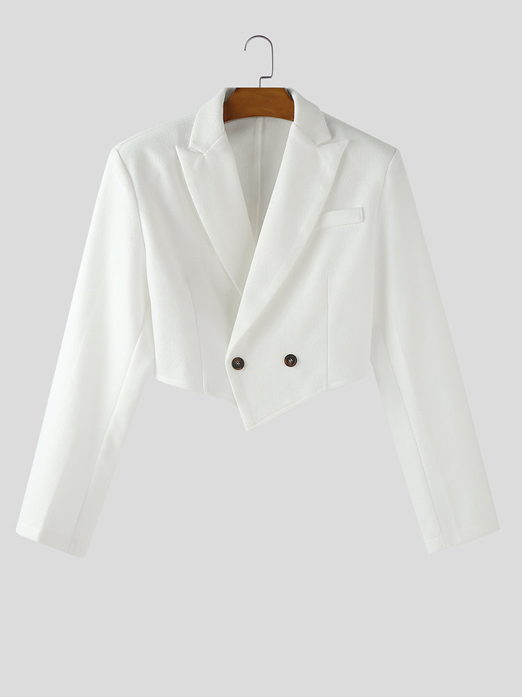 Men's Irregular Cropped Long Sleeve Blazer SKUL25967