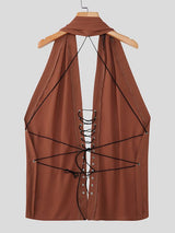 Men's Solid Color Drawstring Waist Tank SKUL45385